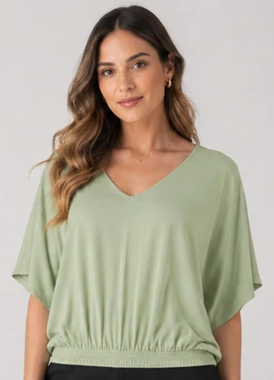 Infinita Cor - Blusa Feminina Viscose Creponada Verde - INFINITA COR