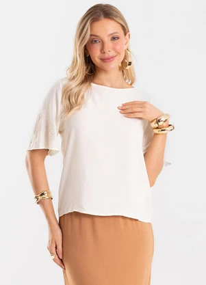 Rovitex - Blusa Feminina Viscose Khyara com Estampa Bege - ROVITEX