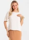 Rovitex - Blusa Feminina Viscose Khyara com Estampa Verde - variação: Bege