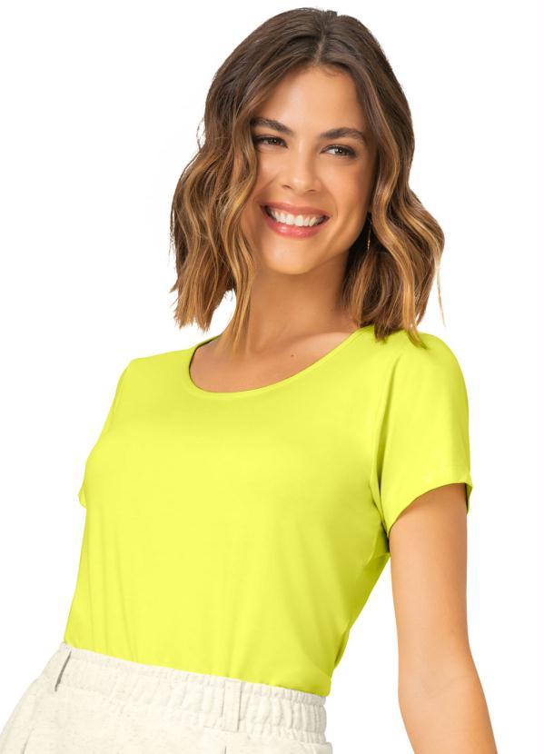 Rovitex - Blusa Feminina Viscotorcion Básica Amarelo