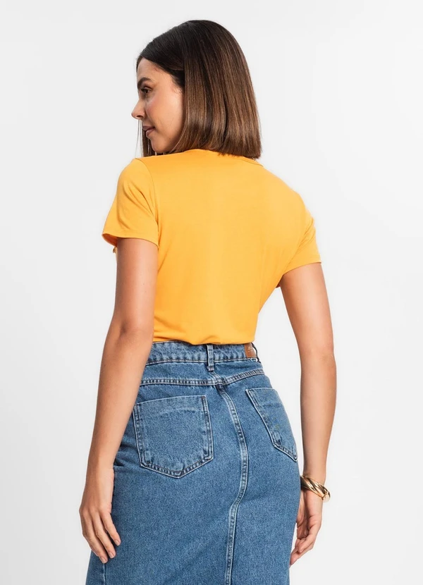 Rovitex - Blusa Feminina Viscotorcion Básica Amarelo 2