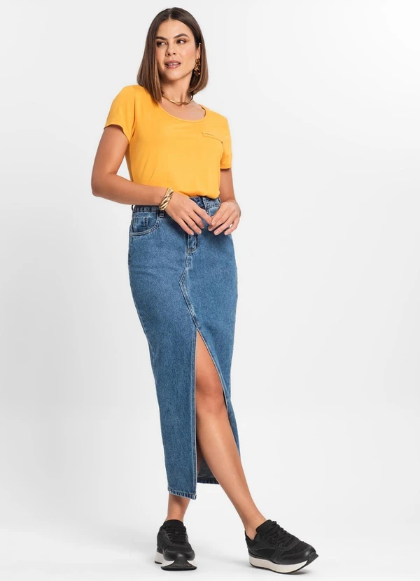 Rovitex - Blusa Feminina Viscotorcion Básica Amarelo 3