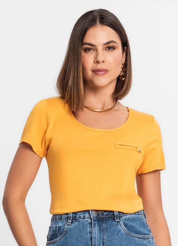 Rovitex - Blusa Feminina Viscotorcion Básica Amarelo 4