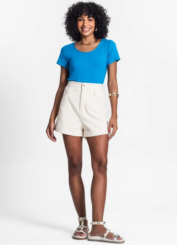 Rovitex - Blusa Feminina Viscotorcion Básica Azul 3