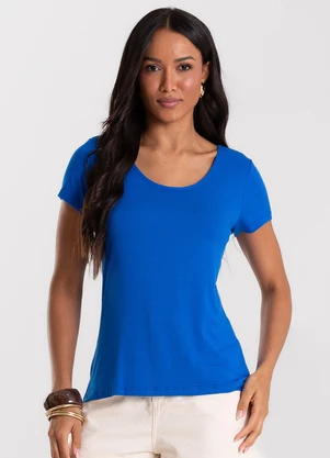 Rovitex - Blusa Feminina Viscotorcion Básica Azul - ROVITEX