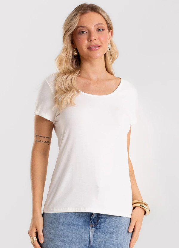 Rovitex - Blusa Feminina Viscotorcion Básica Bege