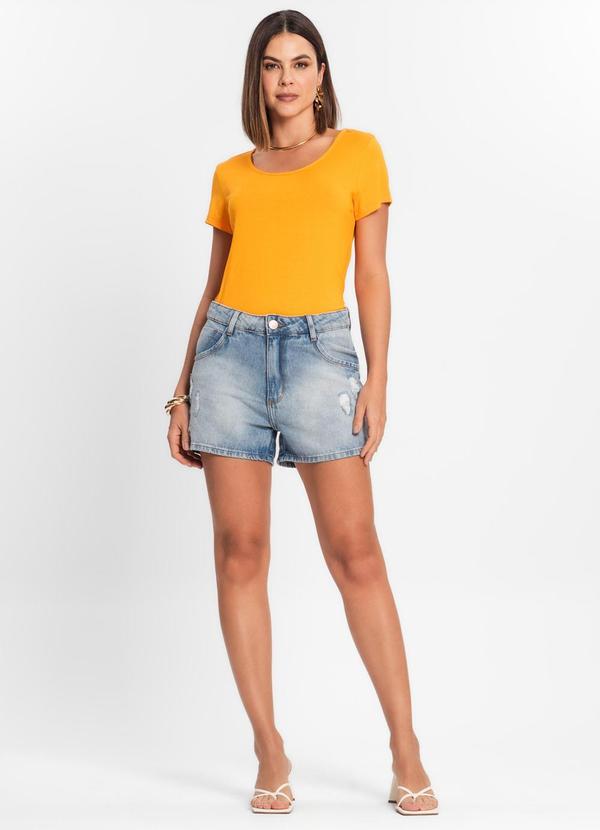 Rovitex - Blusa Feminina Viscotorcion Básica Laranja 2