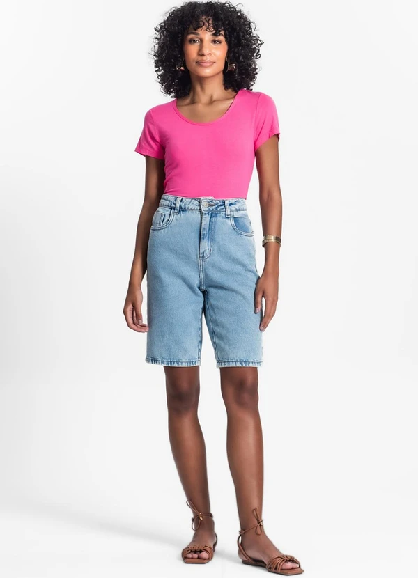 Rovitex - Blusa Feminina Viscotorcion Básica Rosa 3