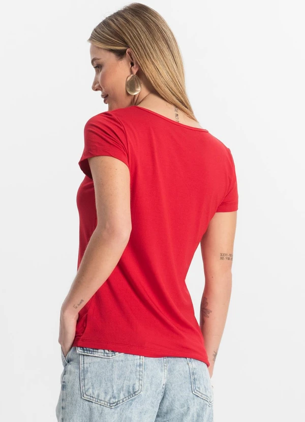 Rovitex - Blusa Feminina Viscotorcion Básica Vermelho 2