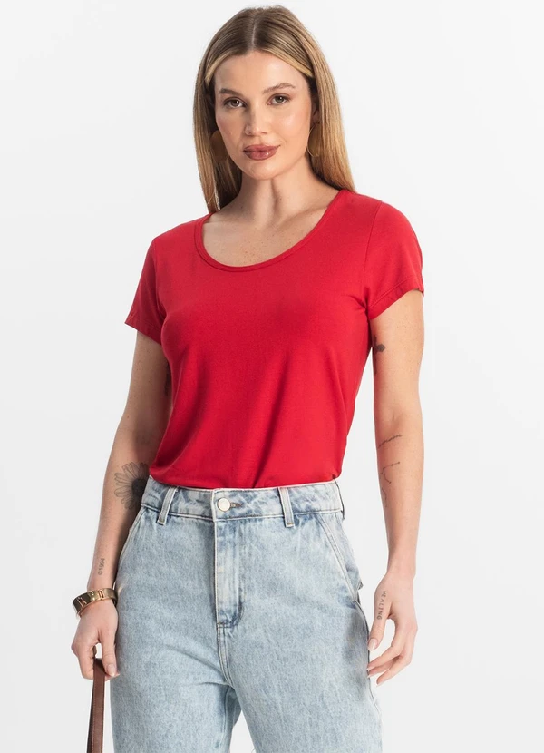 Rovitex - Blusa Feminina Viscotorcion Básica Vermelho 4
