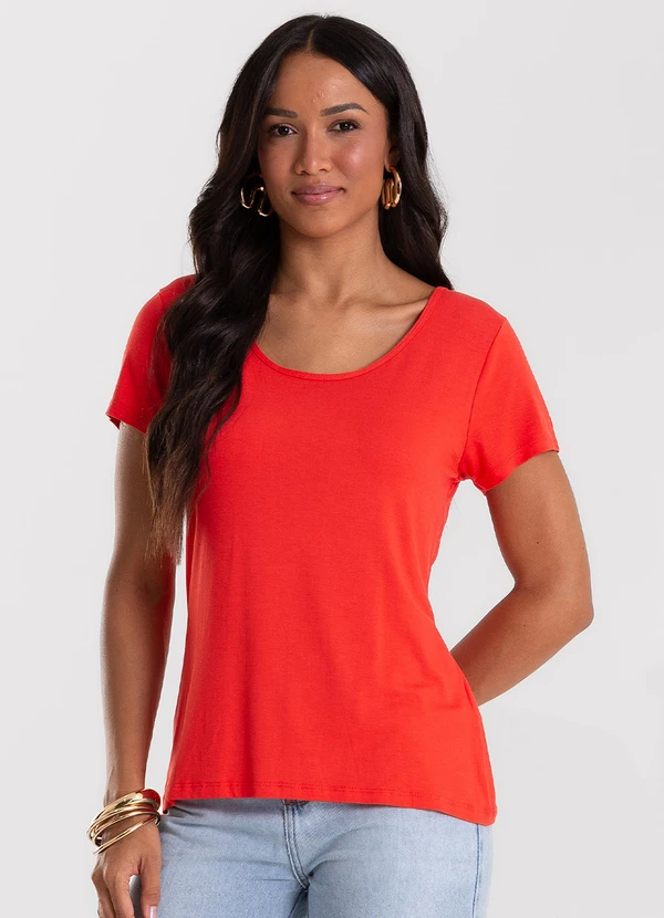 Rovitex - Blusa Feminina Viscotorcion Básica Vermelho