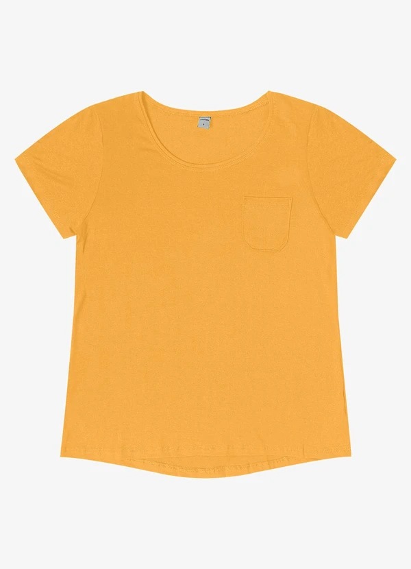 Rovitex - Blusa Feminina Viscotorcion com Bolso Amarelo