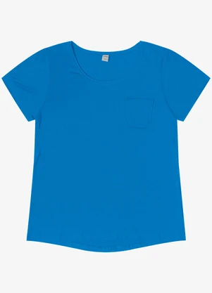 Rovitex - Blusa Feminina Viscotorcion com Bolso Azul - ROVITEX