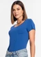 Rovitex - Blusa Feminina Viscotorcion com Bolso Rosa - variação: Azul