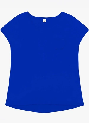Rovitex - Blusa Feminina Viscotorcion com Bolso Azul - ROVITEX