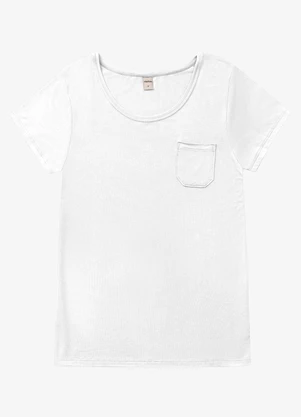 Rovitex - Blusa Feminina Viscotorcion com Bolso Branco - ROVITEX