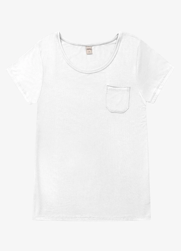 Rovitex - Blusa Feminina Viscotorcion com Bolso Branco 1