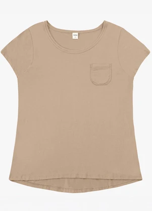 Rovitex - Blusa Feminina Viscotorcion com Bolso Marrom - ROVITEX