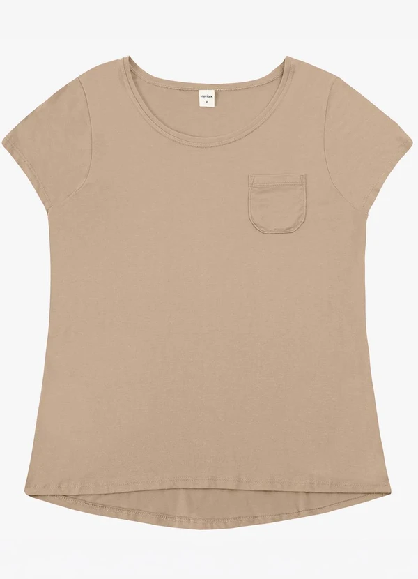 Rovitex - Blusa Feminina Viscotorcion com Bolso Marrom