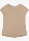 Rovitex - Blusa Feminina Viscotorcion com Bolso Marrom - variação: Marrom