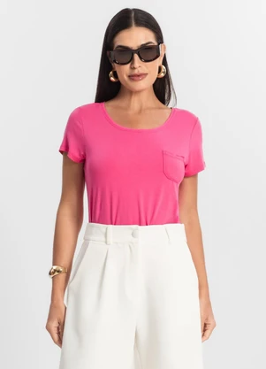 Rovitex - Blusa Feminina Viscotorcion com Bolso Rosa - ROVITEX