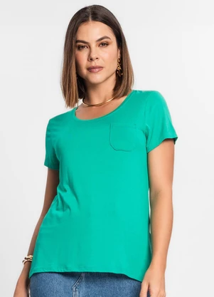 Rovitex - Blusa Feminina Viscotorcion com Bolso Verde - ROVITEX