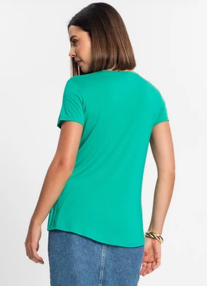 Rovitex - Blusa Feminina Viscotorcion com Bolso Verde - ROVITEX