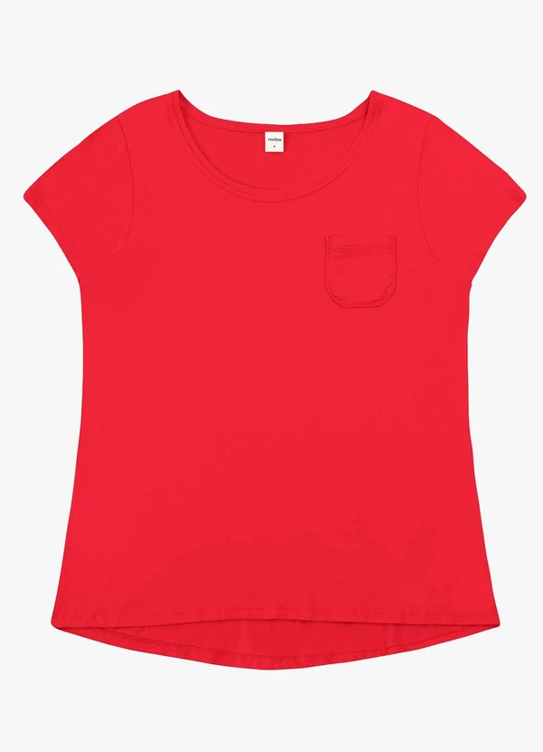 Rovitex - Blusa Feminina Viscotorcion com Bolso Vermelho