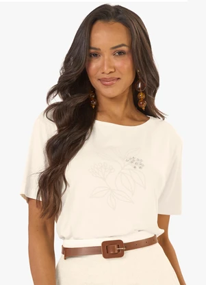 Rovitex - Blusa Feminina Viscotorcion com Estampa Bege - ROVITEX
