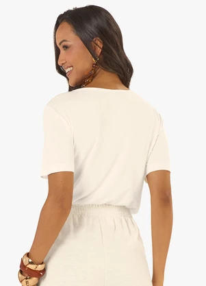 Rovitex - Blusa Feminina Viscotorcion com Estampa Bege - ROVITEX
