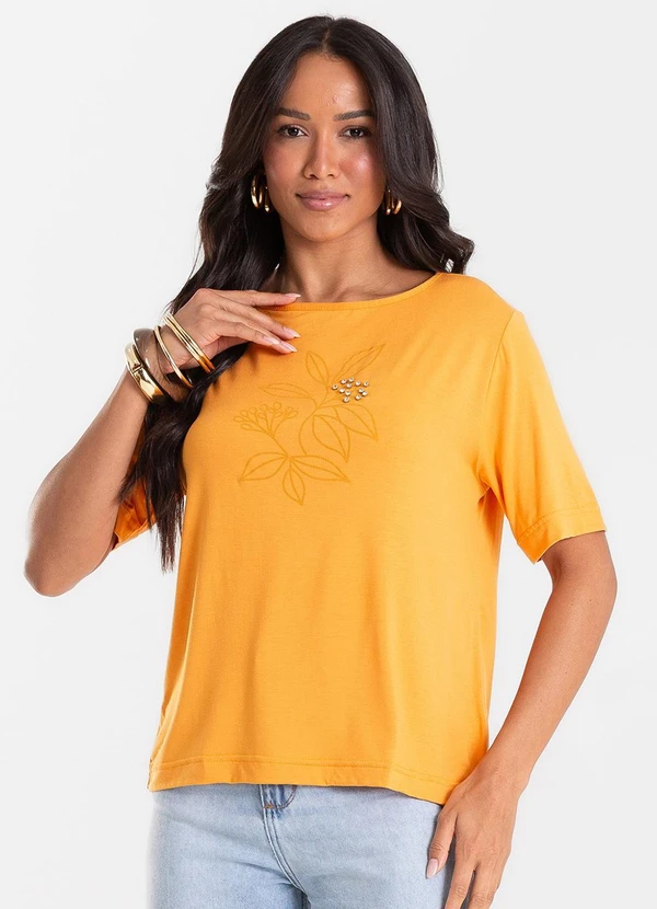Rovitex - Blusa Feminina Viscotorcion com Estampa Marrom