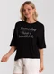 Rovitex - Blusa Feminina Viscotorcion com Estampa Vermelho - variação: Preto