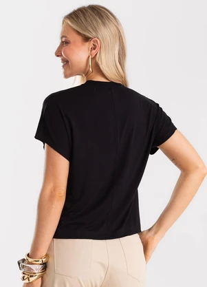 Rovitex - Blusa Feminina Viscotorcion com Estampa Preto - ROVITEX