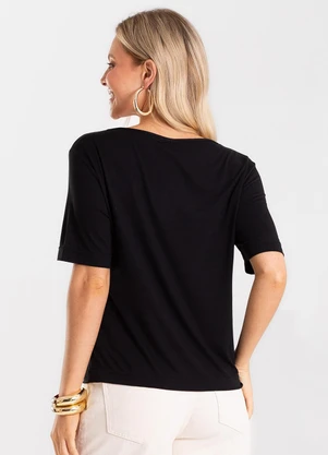 Rovitex - Blusa Feminina Viscotorcion com Estampa Preto - ROVITEX