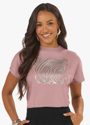 Rovitex - Blusa Feminina Viscotorcion com Estampa Rosa - ROVITEX