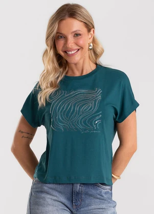 Rovitex - Blusa Feminina Viscotorcion com Estampa Verde - ROVITEX