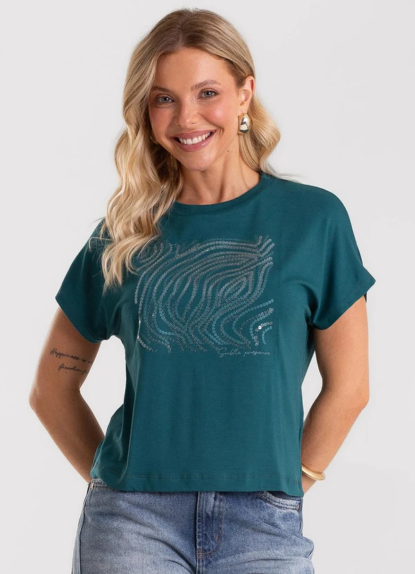 Rovitex - Blusa Feminina Viscotorcion com Estampa Verde