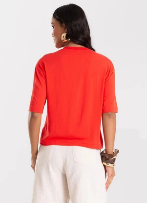 Rovitex - Blusa Feminina Viscotorcion com Estampa Vermelho - ROVITEX