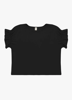 Rovitex - Blusa Feminina Viscotorcion Detalhe Manga Preto - ROVITEX