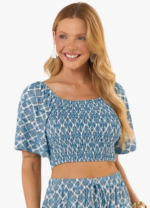 Rovitex - Blusa Feminina Viscotorcion Estampada Bege - ROVITEX