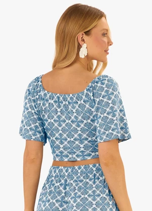 Rovitex - Blusa Feminina Viscotorcion Estampada Bege - ROVITEX