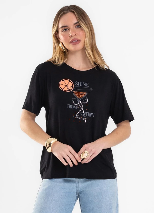 Rovitex - Blusa Feminina Viscotorcion Preto