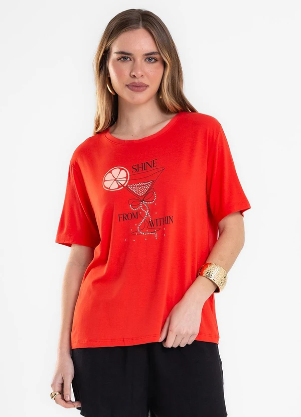 Rovitex - Blusa Feminina Viscotorcion Vermelho