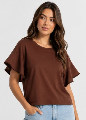 Infinita Cor - Blusa Femnina em Malha Visco Marrom - INFINITA COR