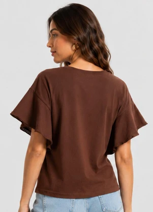 Infinita Cor - Blusa Femnina em Malha Visco Marrom - INFINITA COR