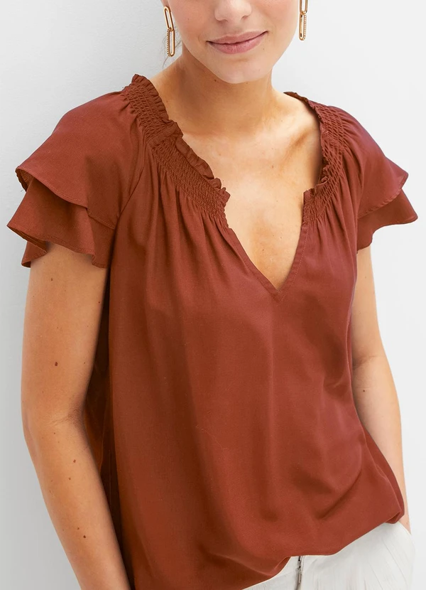 bonprix - Blusa Ferrugem em Viscose Plana 4
