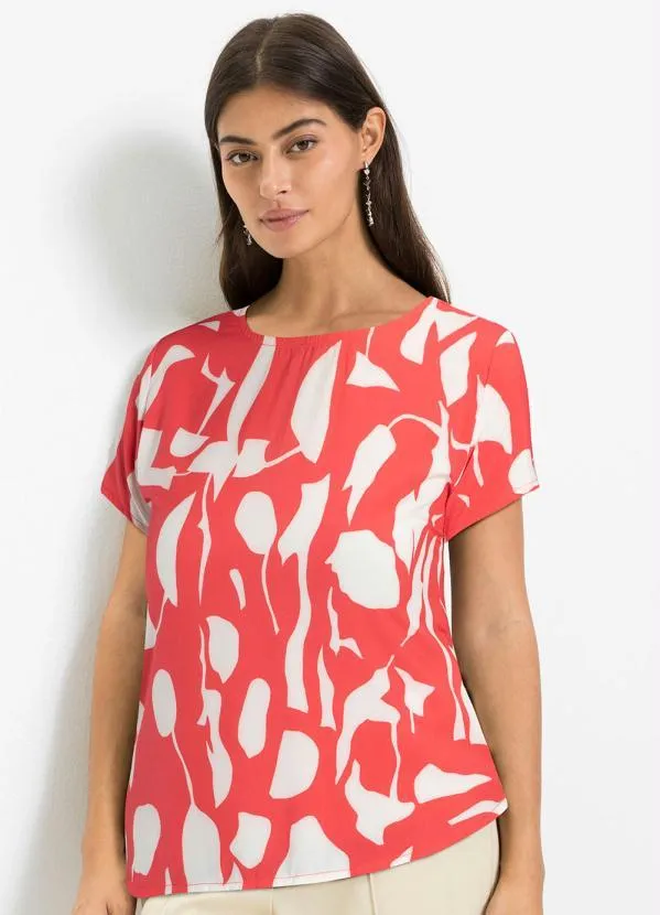 bonprix - Blusa Floral Abstrato em Crepe Plano
