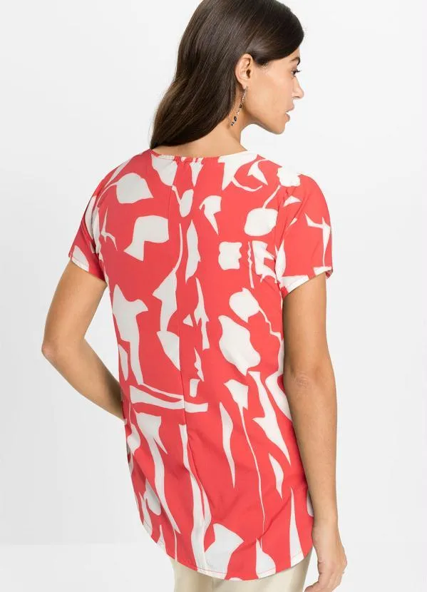 bonprix - Blusa Floral Abstrato em Crepe Plano 2
