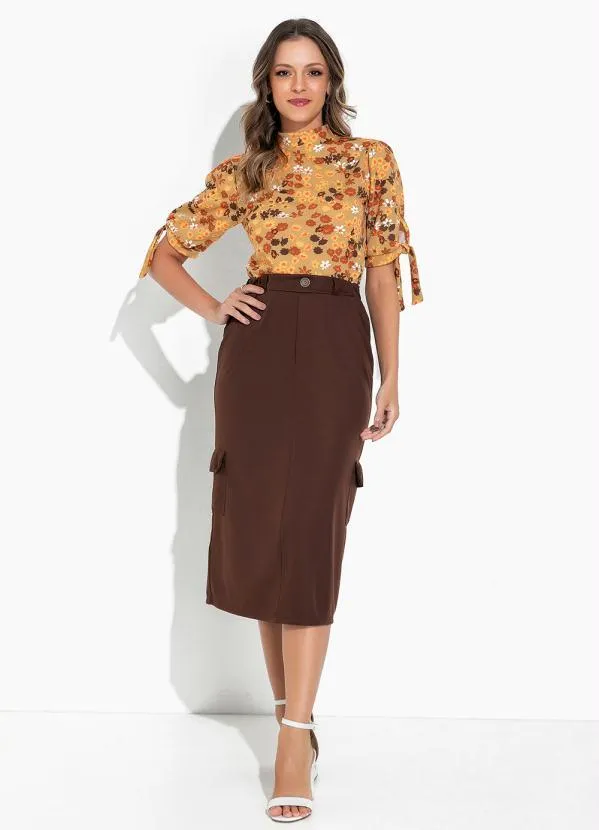 Rosalie - Blusa Floral Amarelo com Gola 3