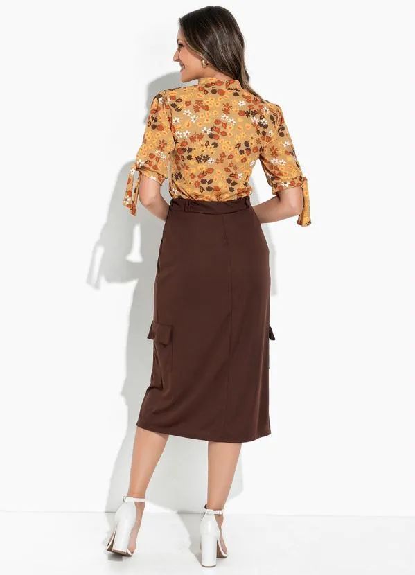 Rosalie - Blusa Floral Amarelo com Gola 4